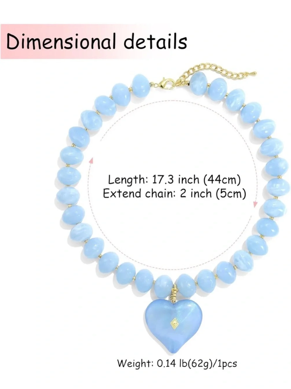 NEW! Blue Heart Pendant Dopamine Beaded Necklace